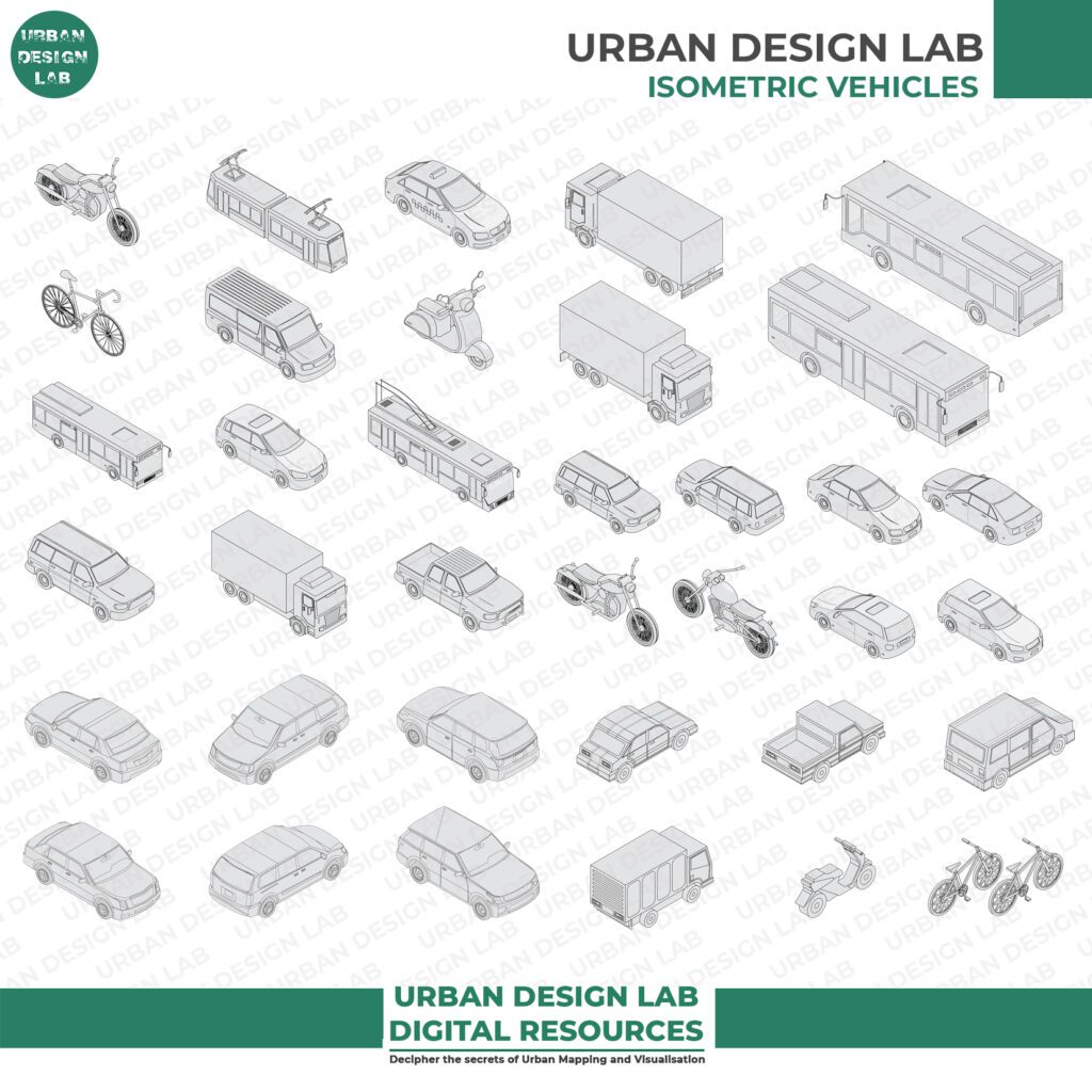 36 High-Quality Isometric Vehicle Cutouts