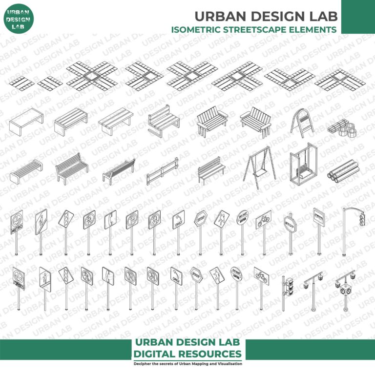 Free Isometric Streetscape Elements for Architecture Diagrams