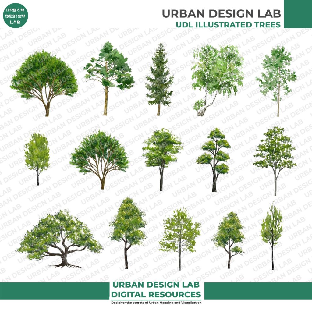 Watercolor Trees for Architecture Drawing