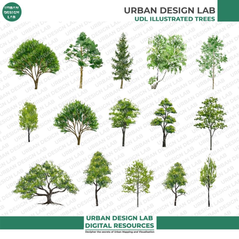 Watercolor Trees for Architecture Drawing 1