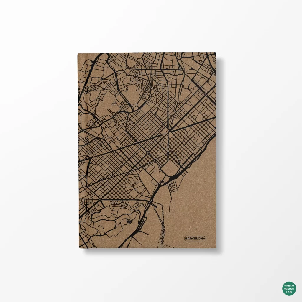 A5 Diary Hardcover – Barcelona Map