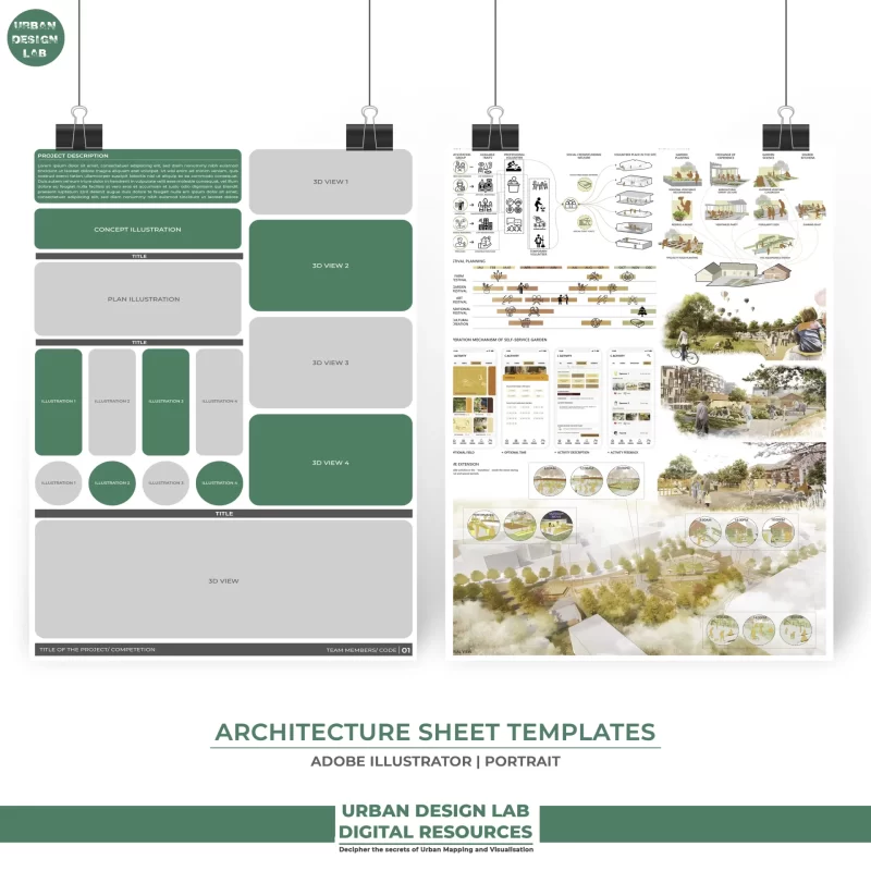 Architectural Presentation Templates for Illustrator | A1 Portrait 2