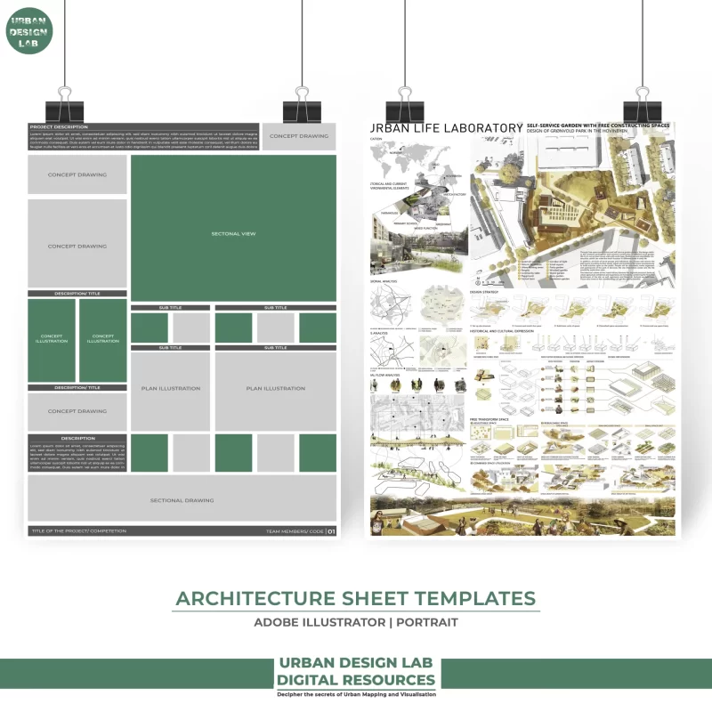 Architectural Presentation Templates for Illustrator | A1 Portrait 3