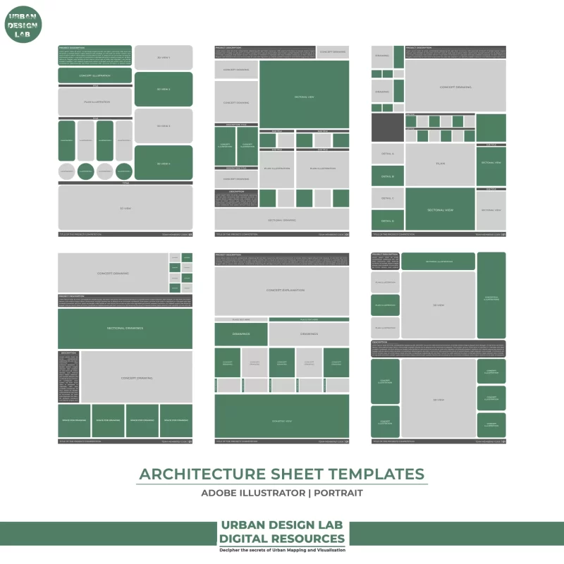 Architectural Presentation Templates for Illustrator | A1 Portrait 1