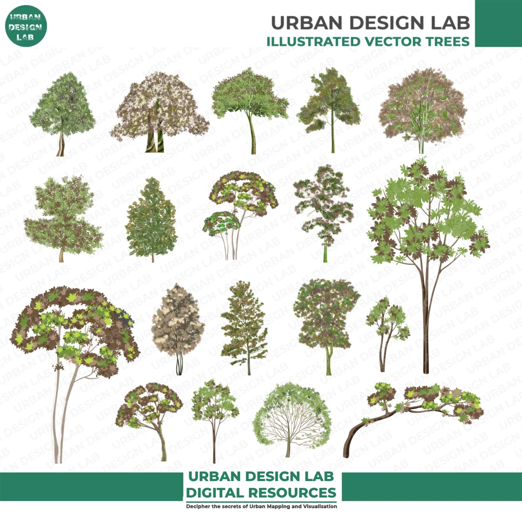 Scalable Tree Graphics for Architectural Drawings – Vector & PSD