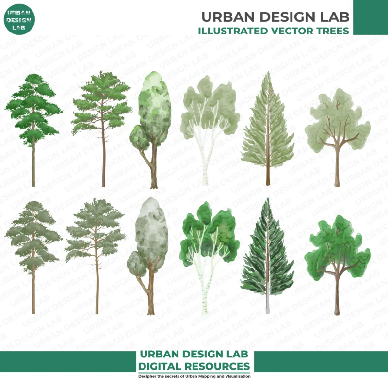 Architectural Trees Set - Fully Scalable & Editable Vector/Photoshop Files 5