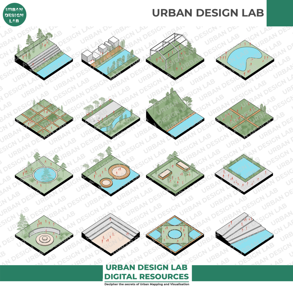 Axonometric Diagram Pack – Fully Editable Landscape Architecture Visuals