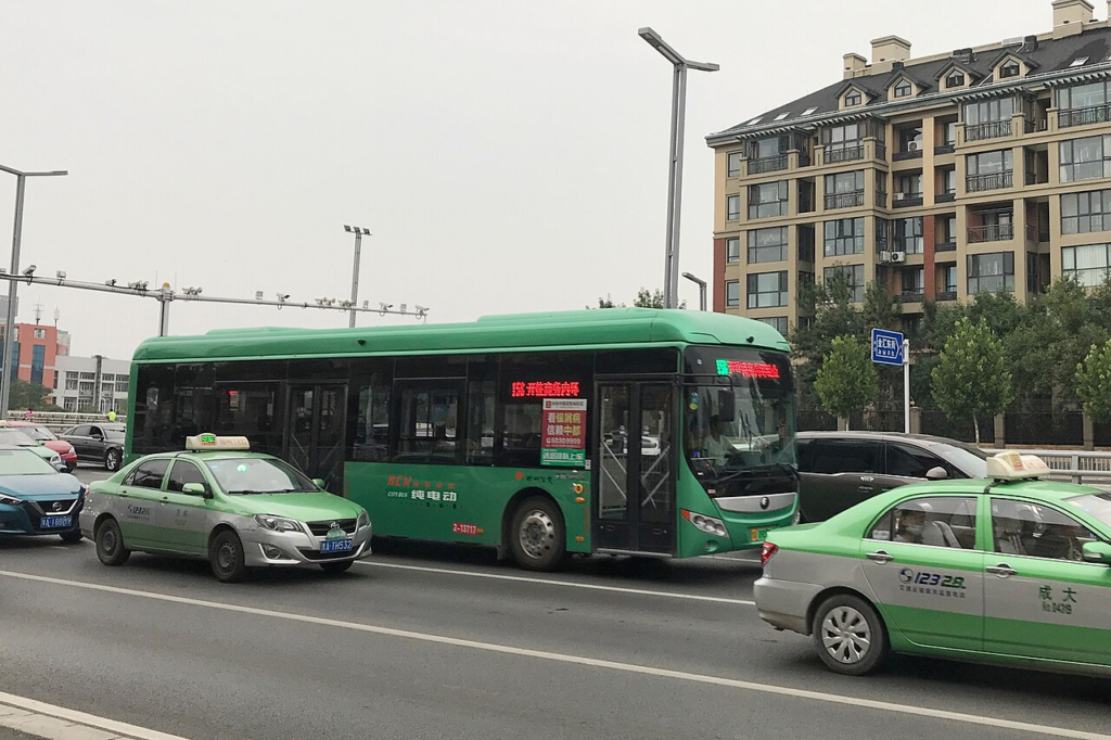 A Zhengzhou bus operating on Nongye East Road in Zhengdong New Area