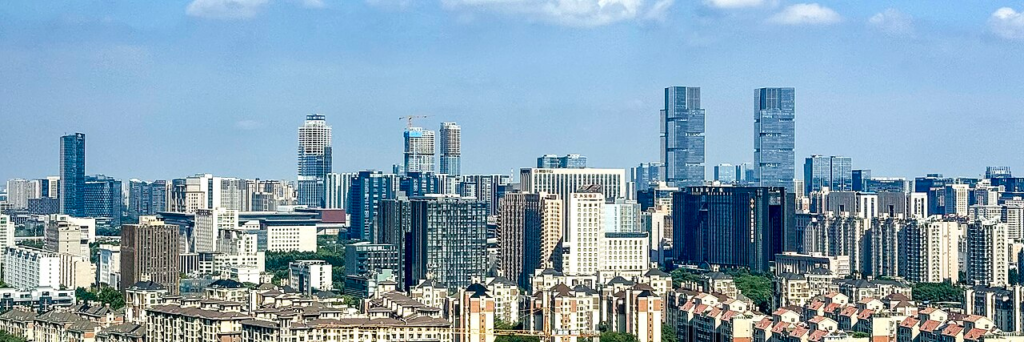 Panoramic view of Zhengdong New Area showing its wider built environment