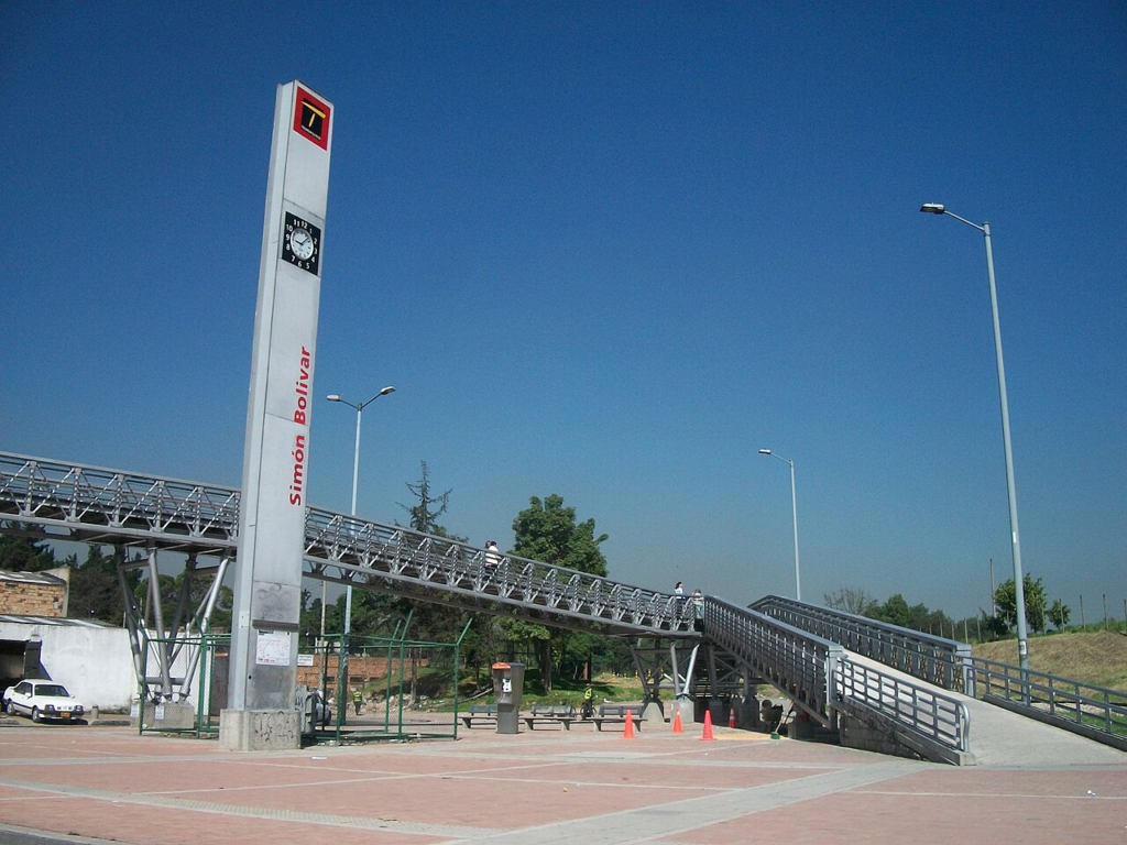 Bogotá’s Simón Bolívar TransMilenio station and its surrounding urban fabric, used as a contextual illustration rather than a PRUMS project photograph