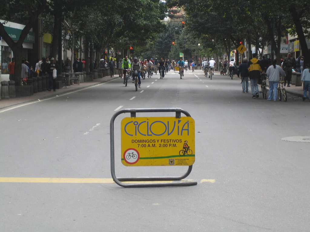Participants using Bogotá’s Sunday Ciclovía, illustrating the role of accessible street space in everyday urban life