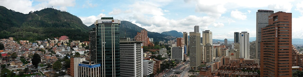 Bogotá’s Centro Internacional, showing buildings, public space and the Museo Nacional TransMilenio station within one urban setting