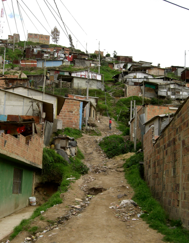 An archival view of housing and street conditions in Ciudad Bolívar, Bogotá