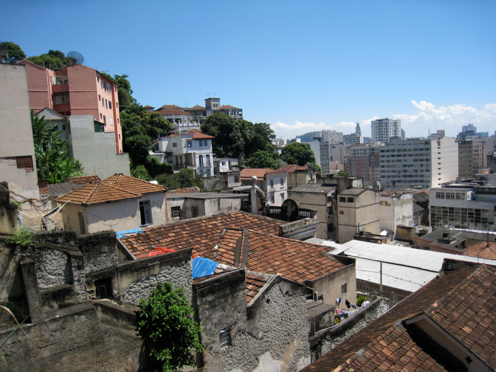 A Rio de Janeiro favela, illustrating the physical density and urban embeddedness of informal housing