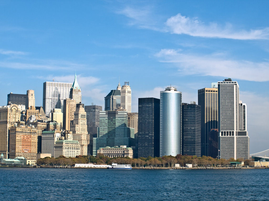 Manhattan skyline showing the concentration of large commercial and residential buildings subject to city climate regulation