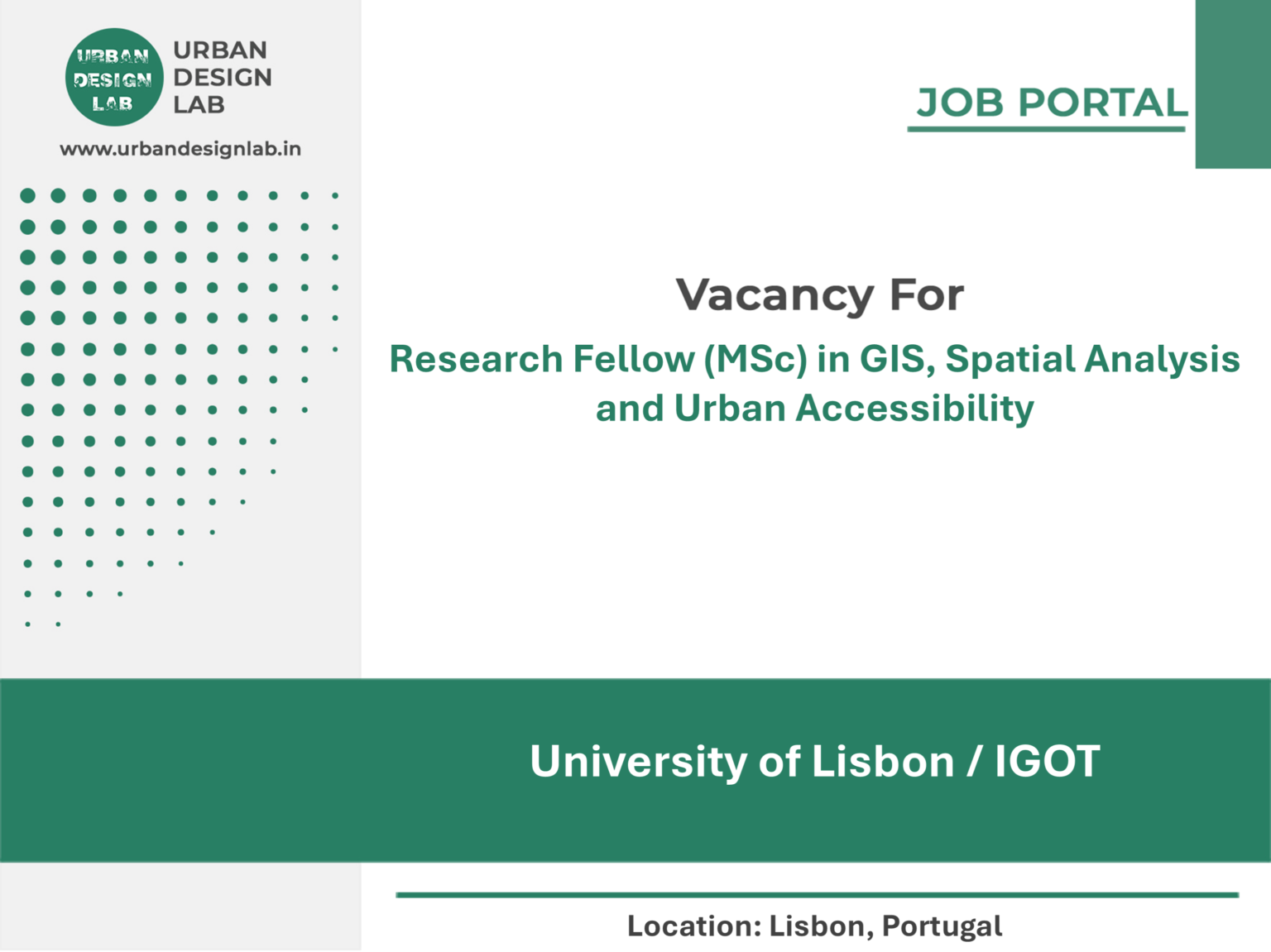 University of Lisbon Hiring GIS Research Fellow in Lisbon