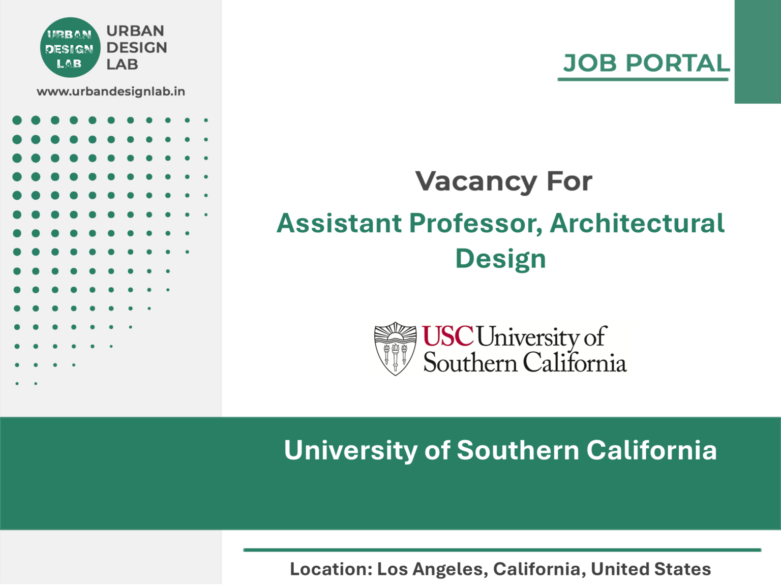 USC Hiring Assistant Professor of Architectural Design in Los Angeles