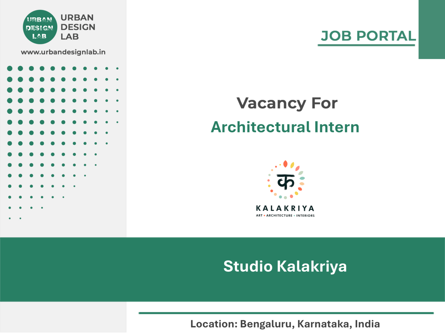 Studio Kalakriya Hiring Architectural Intern in Bengaluru