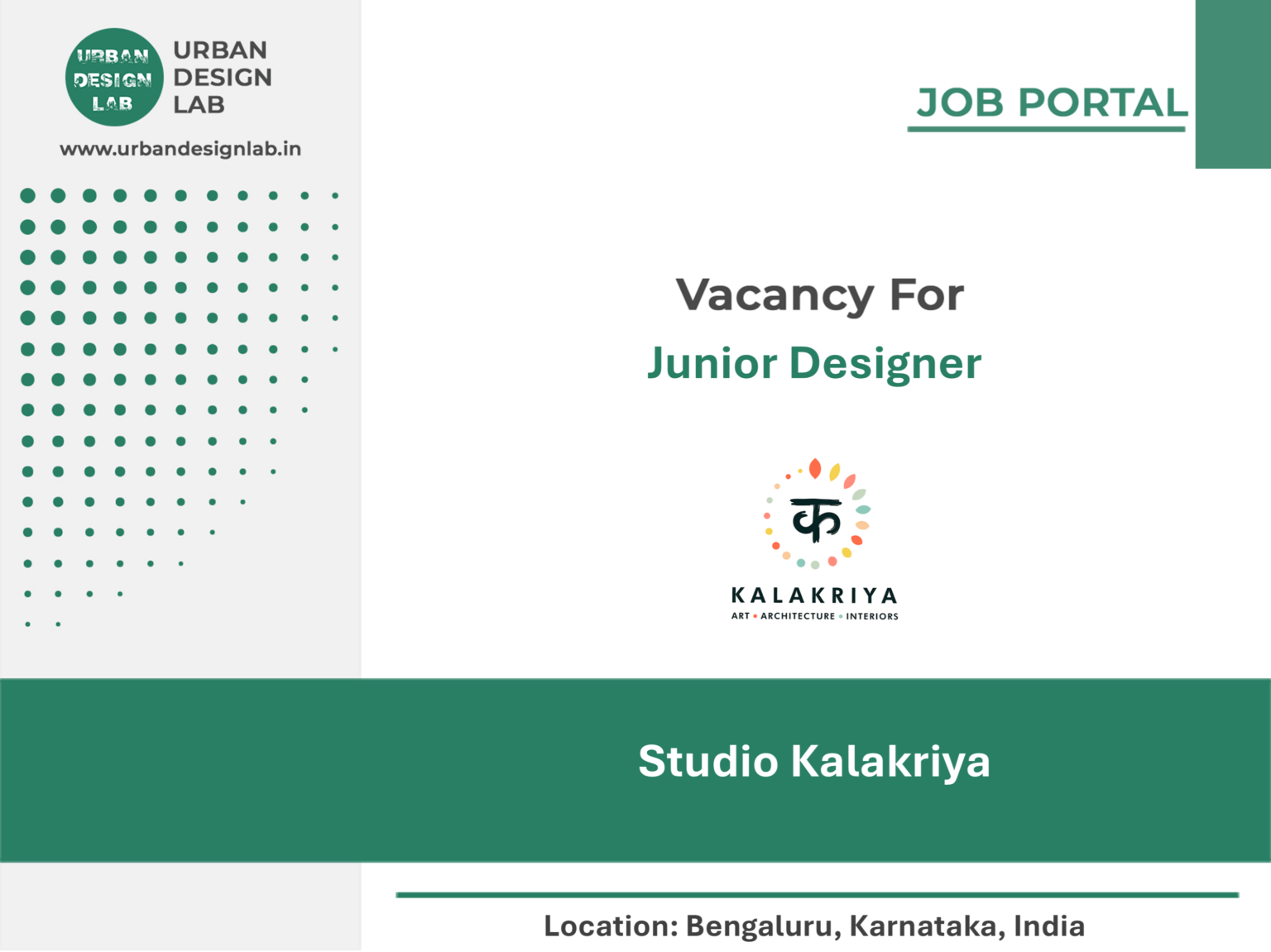 Studio Kalakriya Hiring Junior Designer in Bengaluru