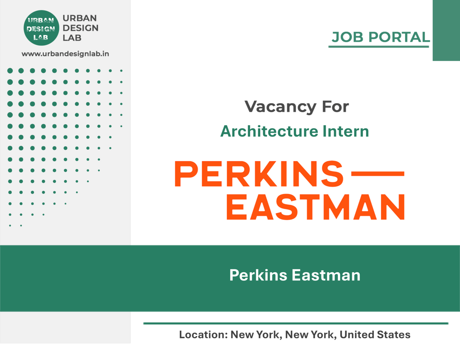 Perkins Eastman Hiring Architecture Intern in New York