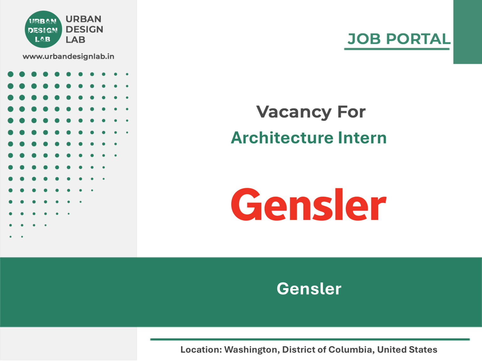 Gensler Hiring Architecture Intern in Washington DC