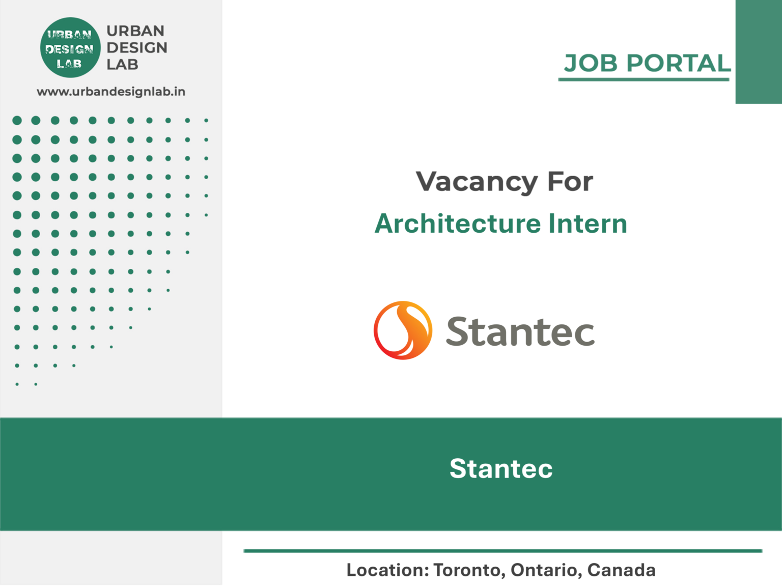 Stantec Hiring Architecture Intern in Toronto