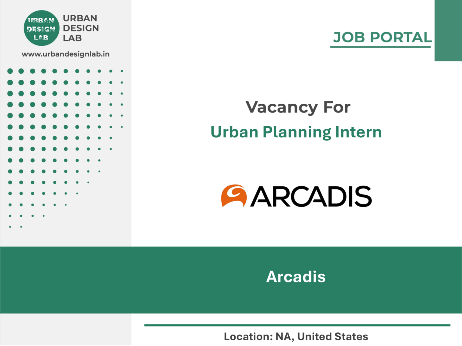 Arcadis Hiring Urban Planning Intern in United States