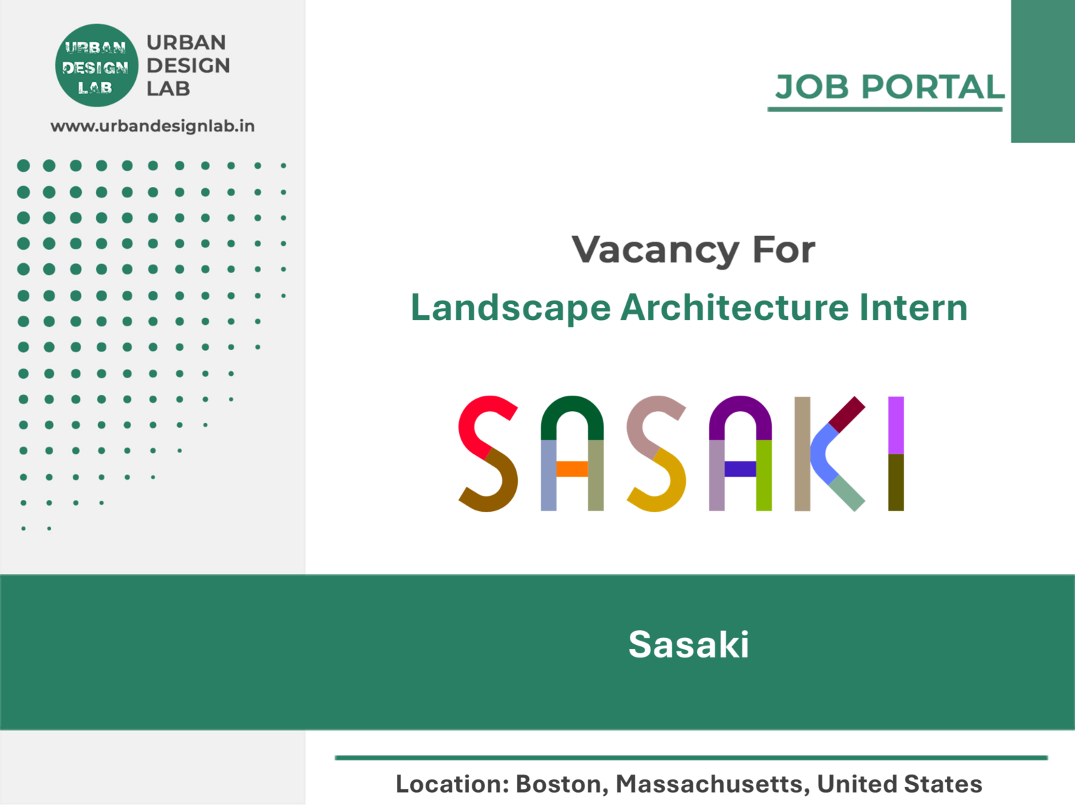 Sasaki Hiring Landscape Architecture Intern in Boston