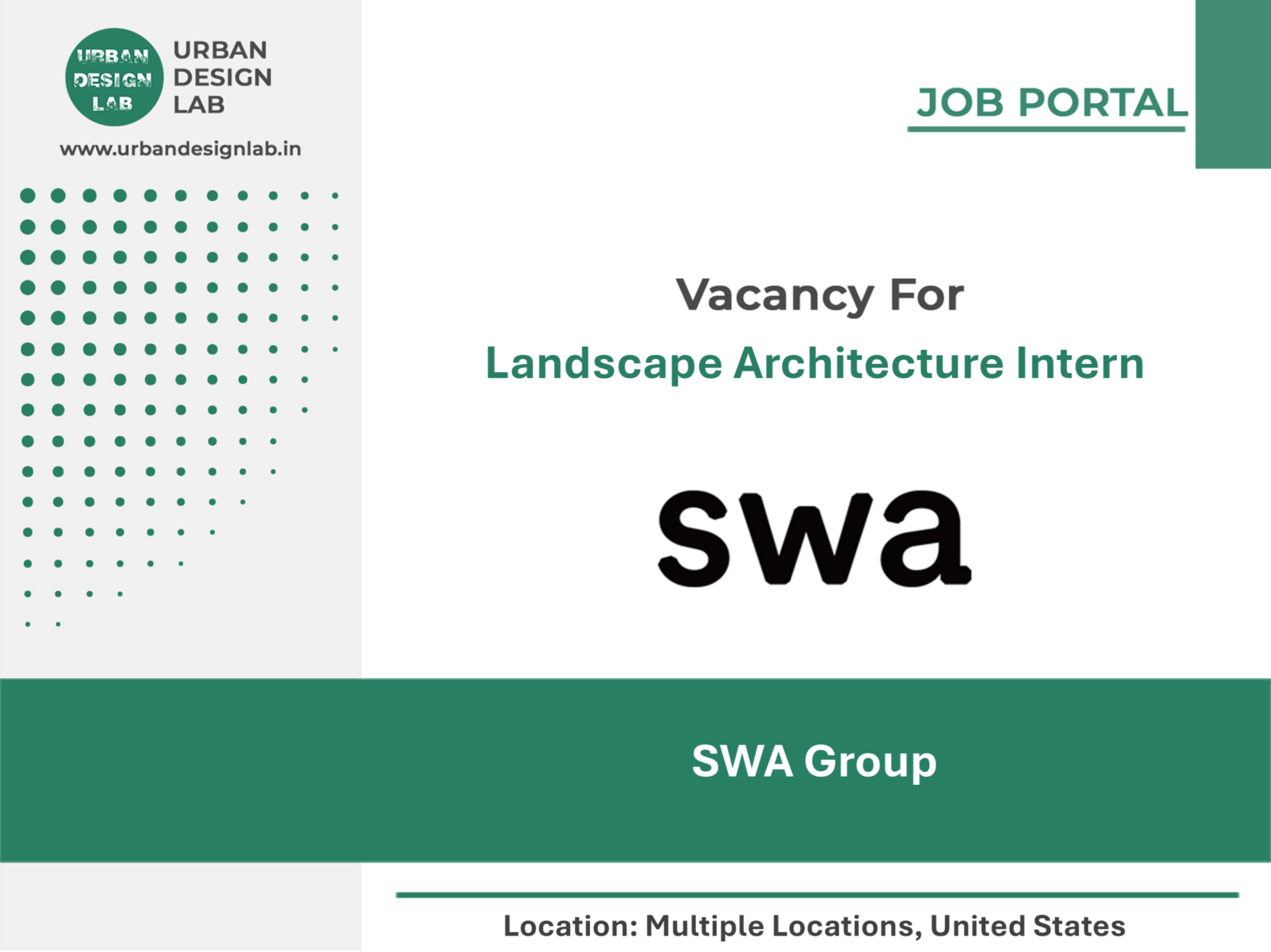 SWA Group Hiring Landscape Architecture Intern in United States