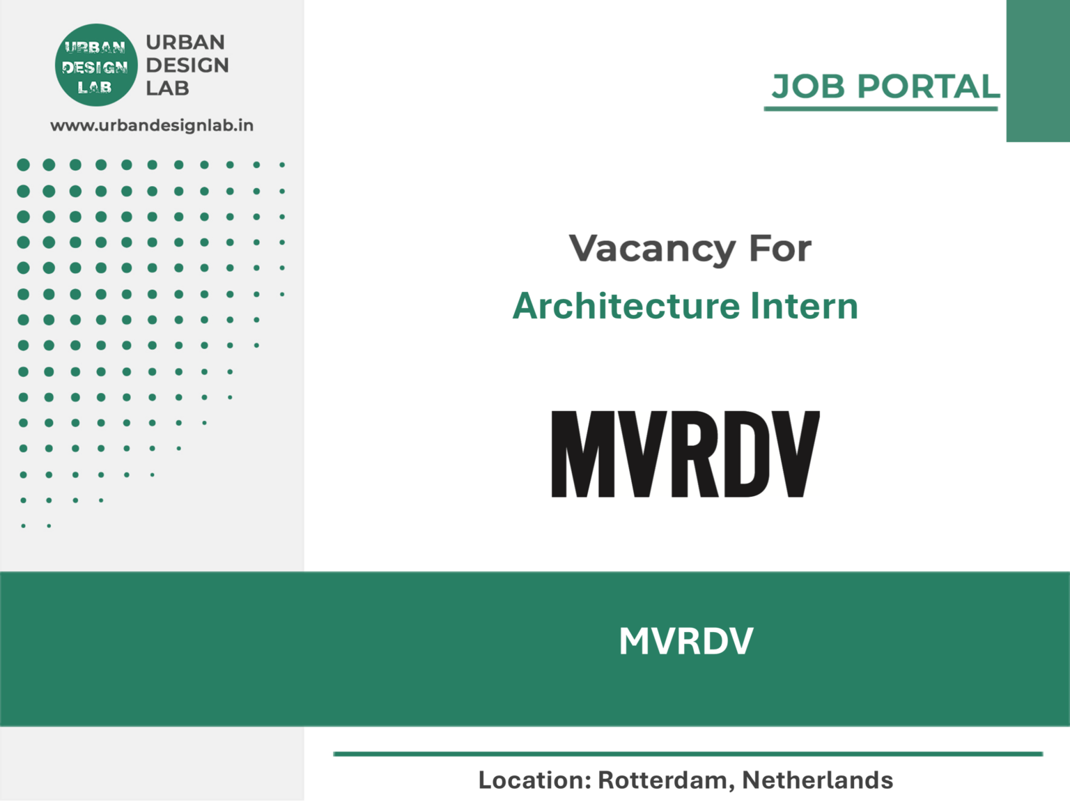 MVRDV Hiring Architecture Intern in Rotterdam