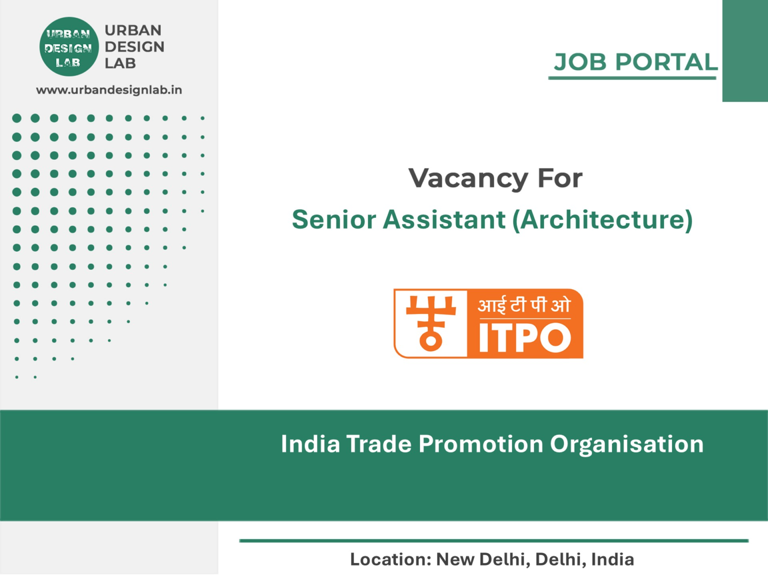 India Trade Promotion Organisation Hiring Senior Assistant (Architecture) in New Delhi, Delhi