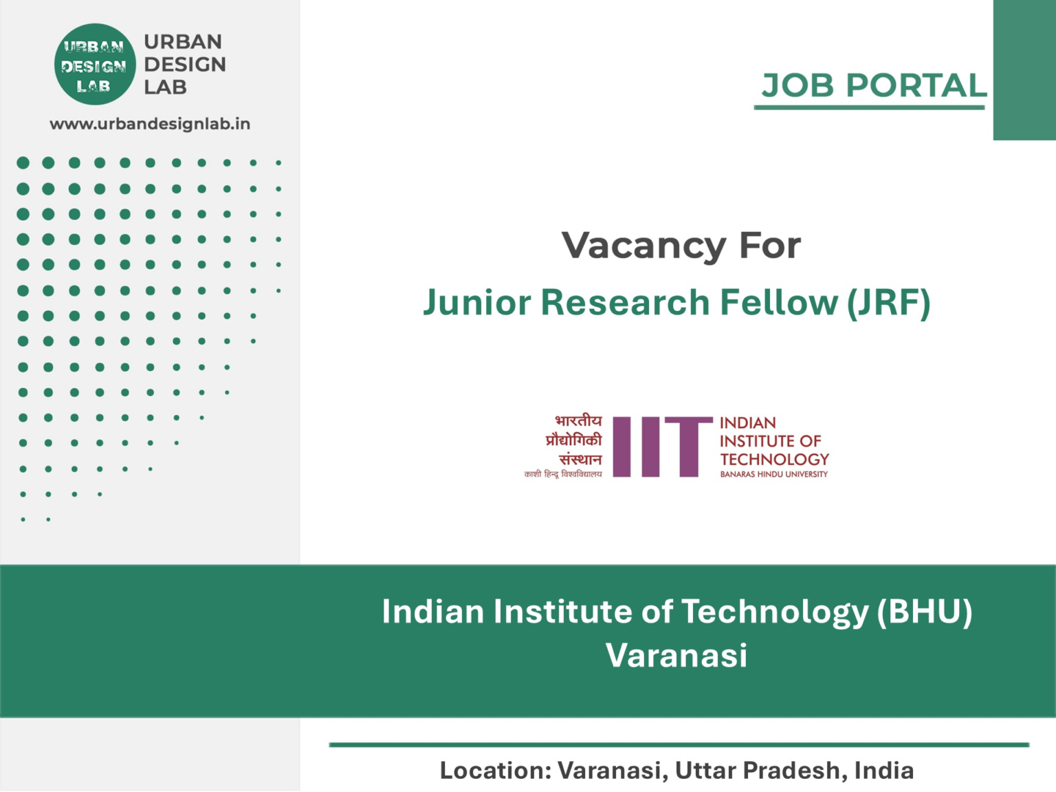 Indian Institute of Technology (BHU) Varanasi Hiring Junior Research Fellow (JRF) in Varanasi, Uttar Pradesh
