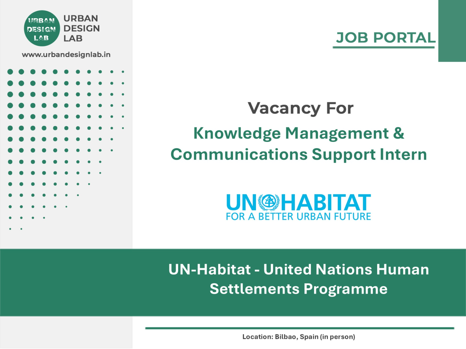 Knowledge Management & Communications Support Intern at UN-Habitat | Bilbao, Spain