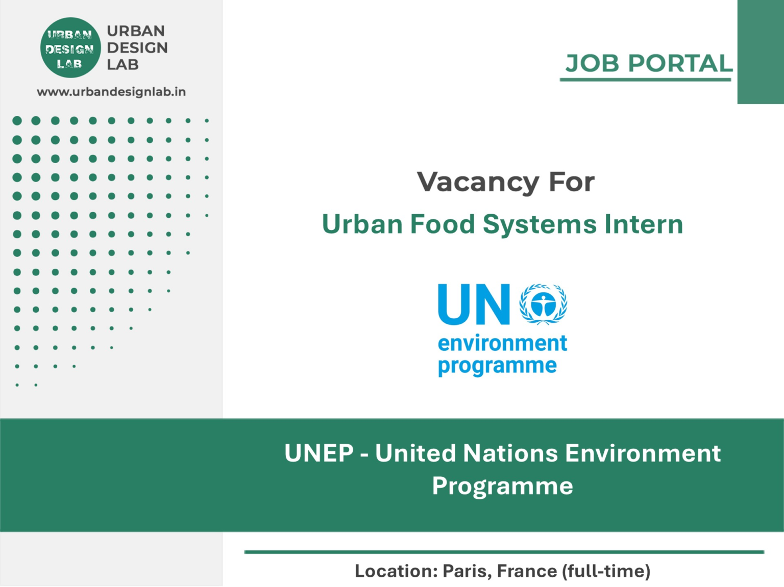 Urban Food Systems Intern at UNEP | Paris, France