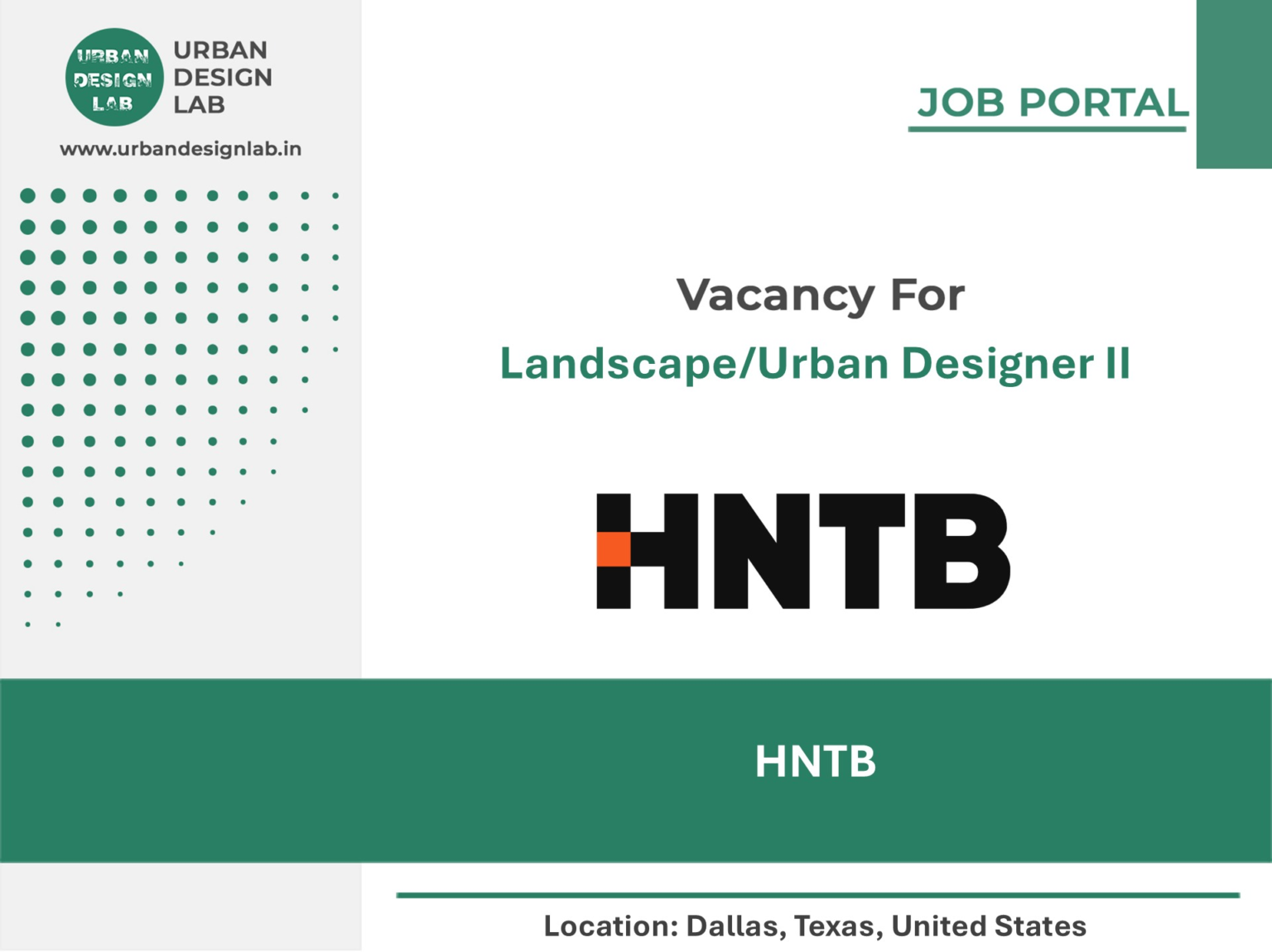 HNTB Hiring Landscape/Urban Designer II in Dallas, Texas