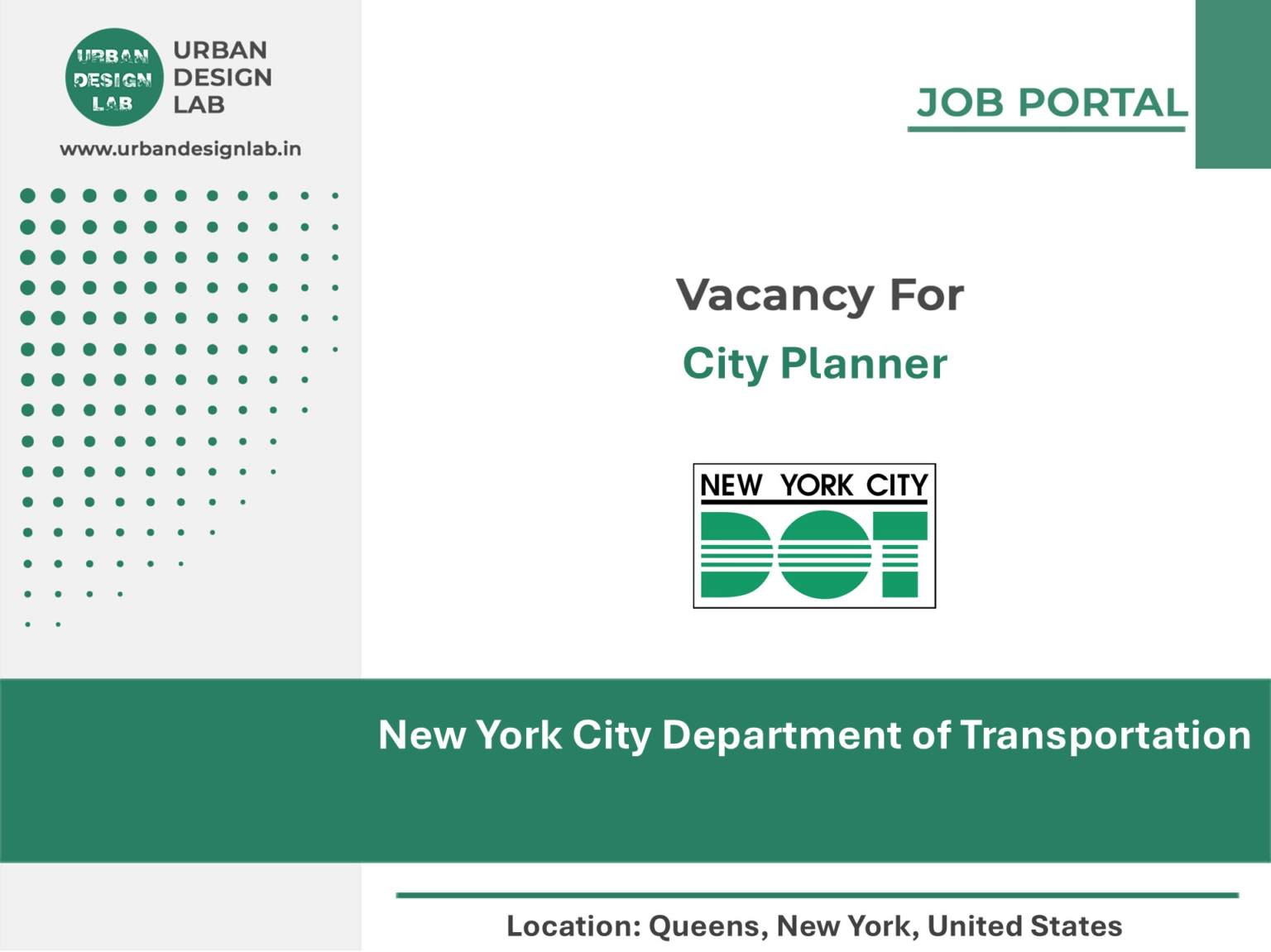 New York City Department of Transportation Hiring City Planner in Queens, New York